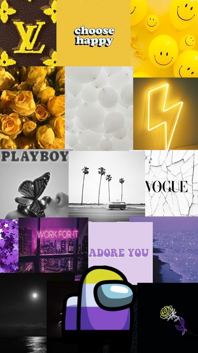 Aesthetic phone background with yellow and purple themes - Non binary