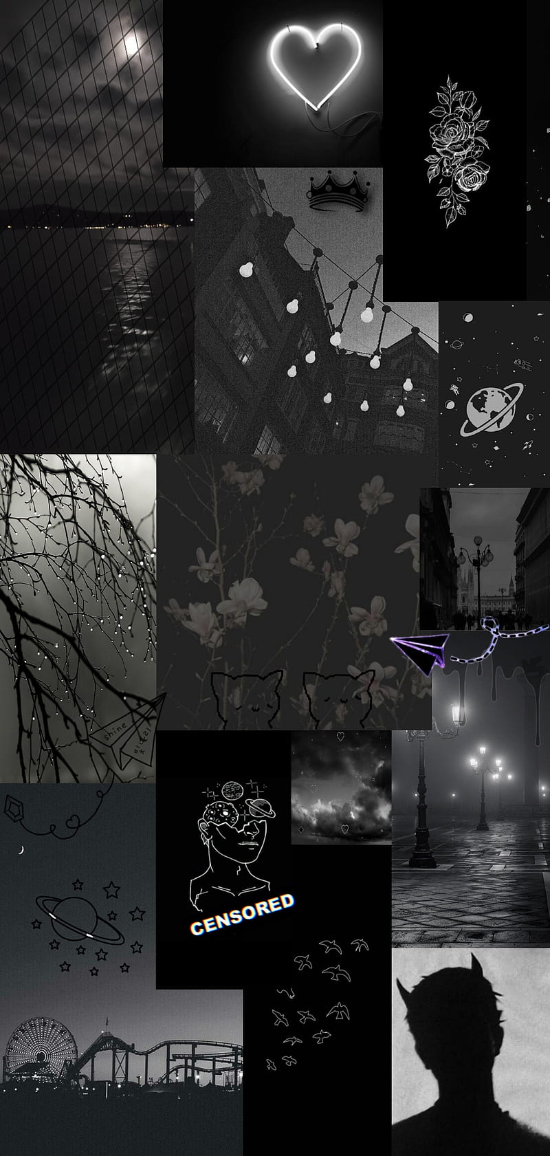 A collage of pictures in black and white - Dark