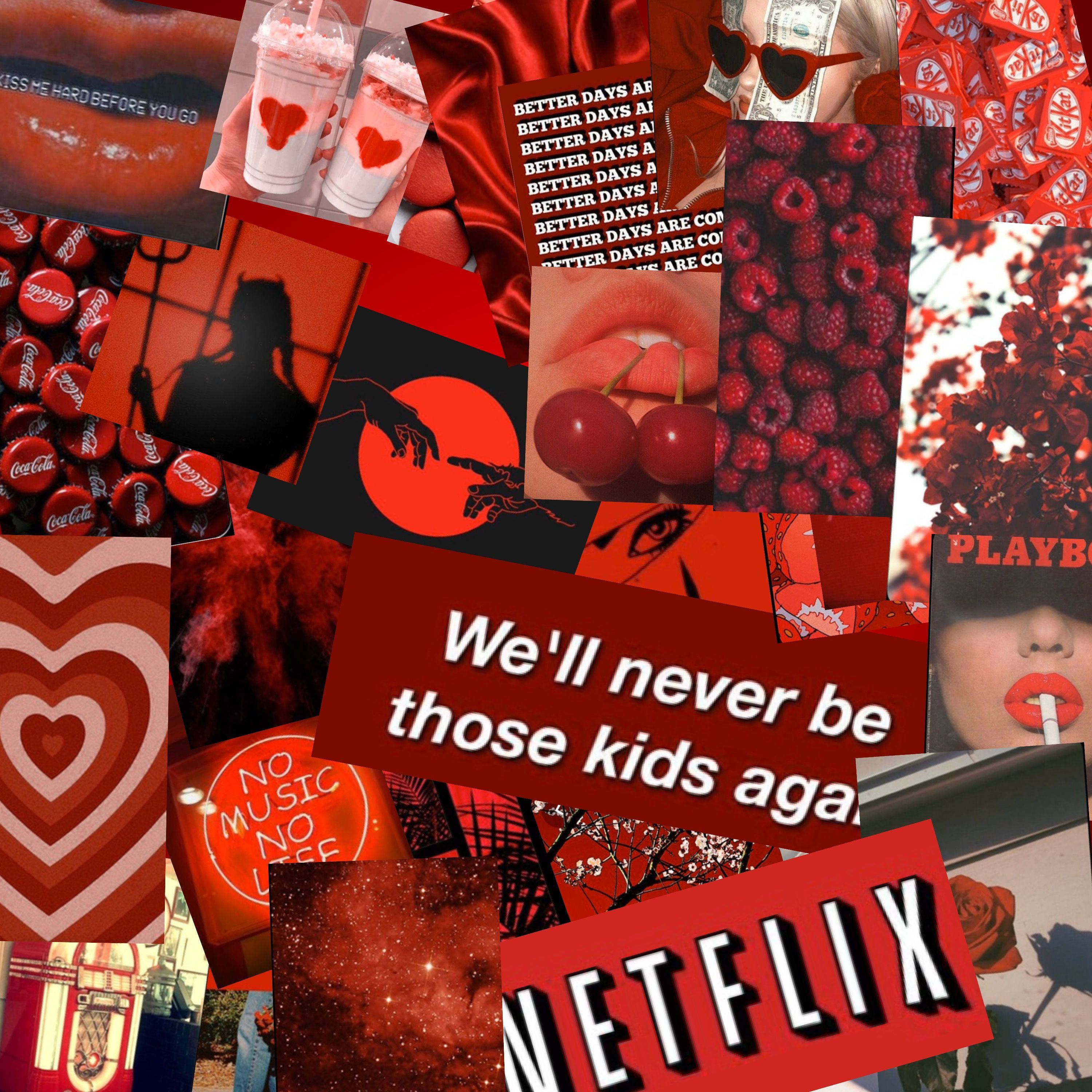 A collage of red and black aesthetic pictures with a Netflix logo. - Netflix