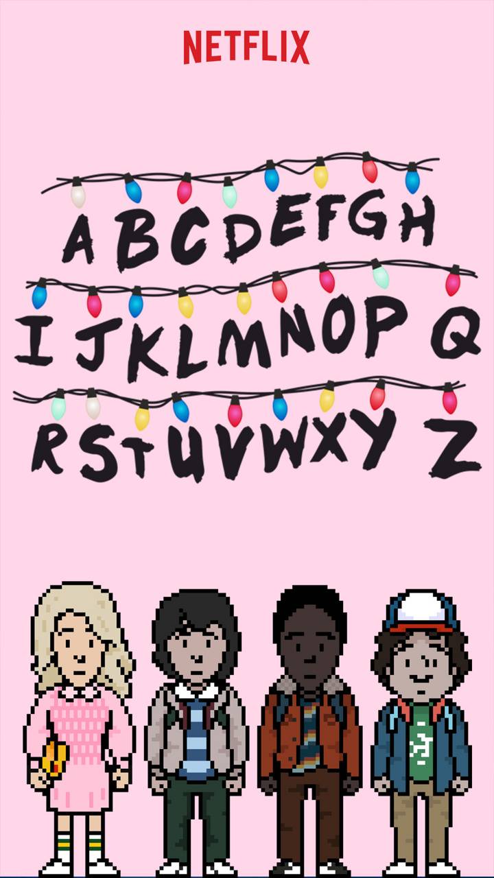 Stranger Things wallpaper with the characters and alphabet - Netflix, Stranger Things