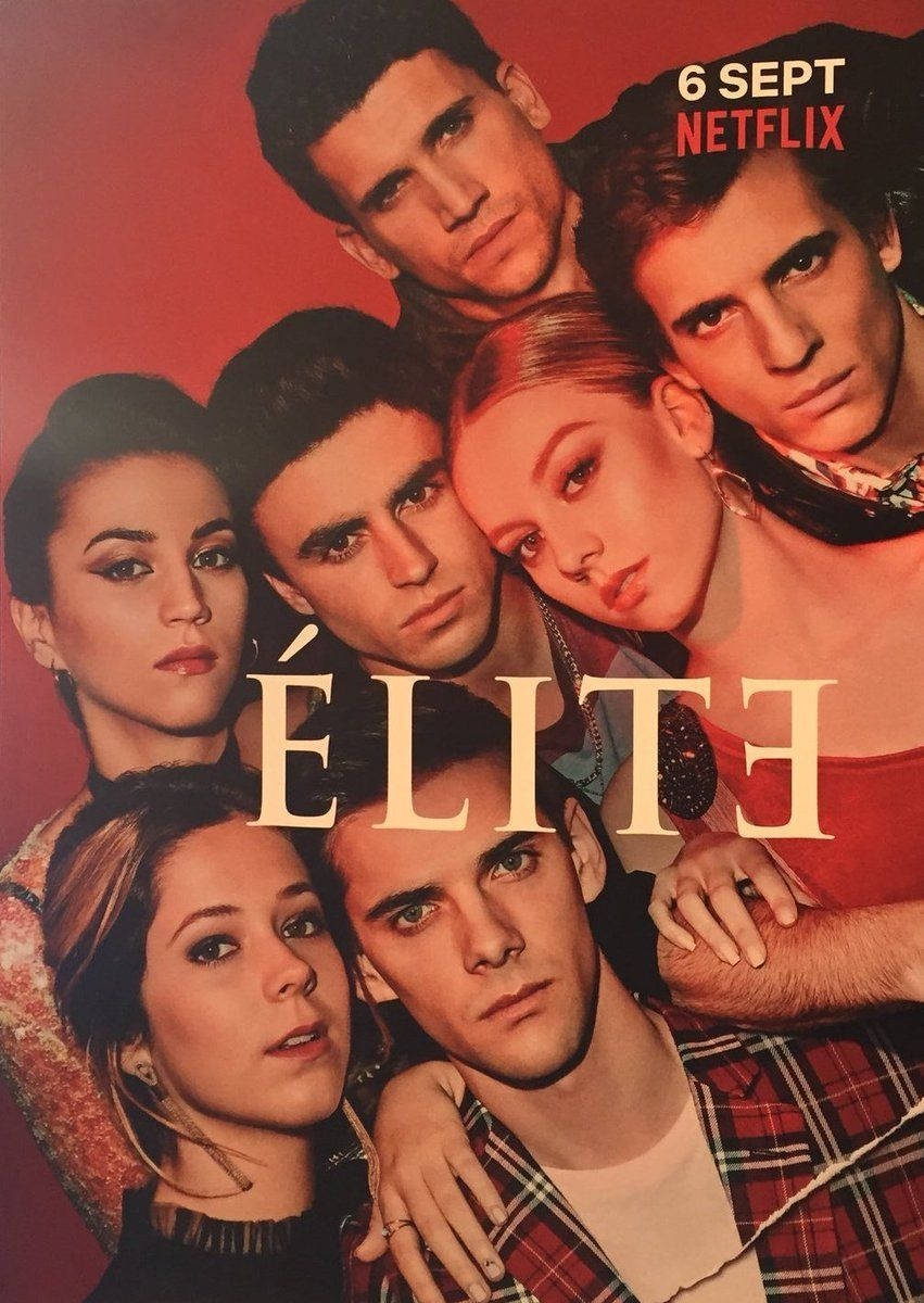 The poster for Elite, showing the main cast in a group hug. - Netflix
