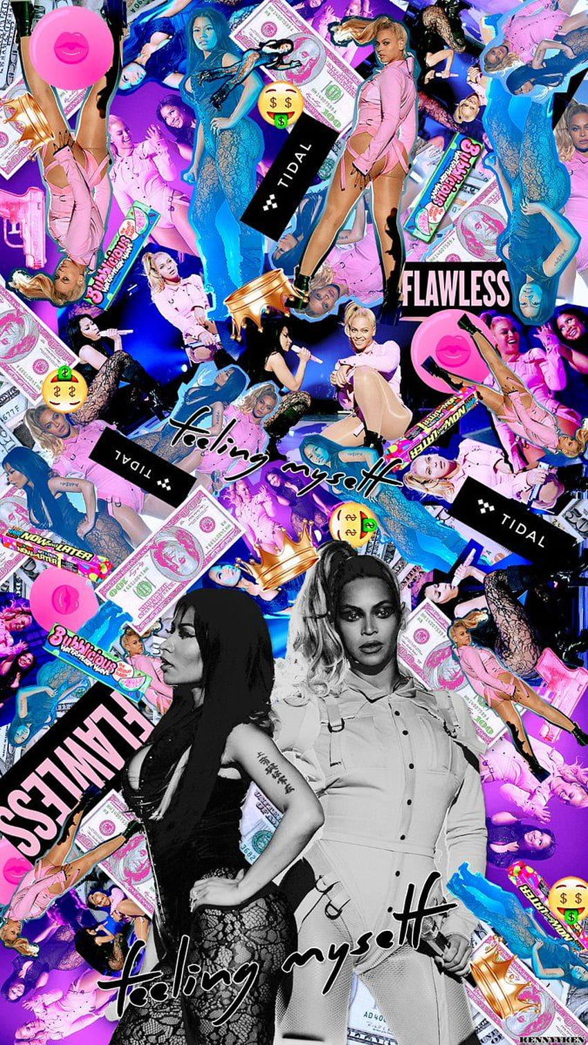 A collage of pictures with the words flawless - Beyonce