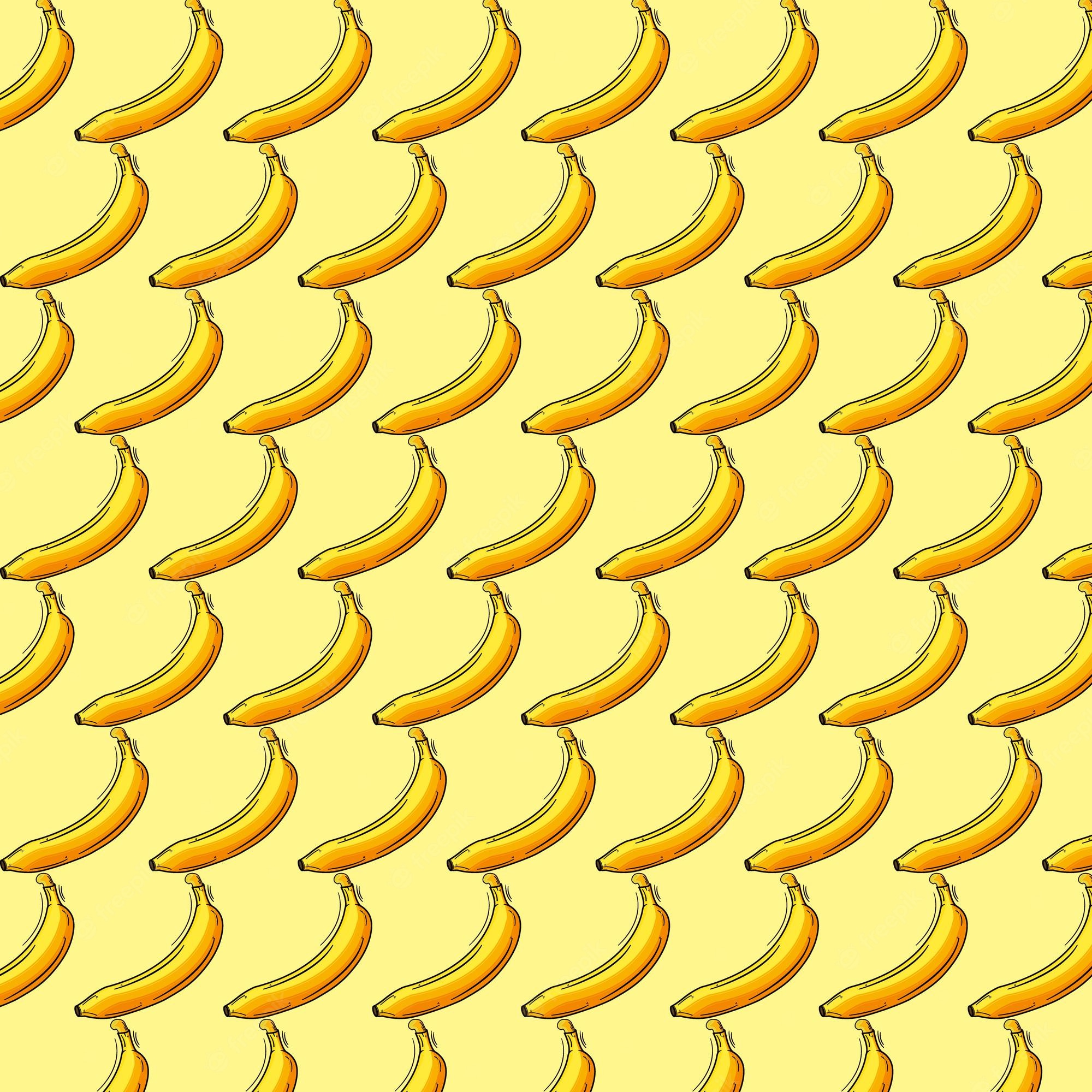 A pattern of bananas on yellow background - Banana