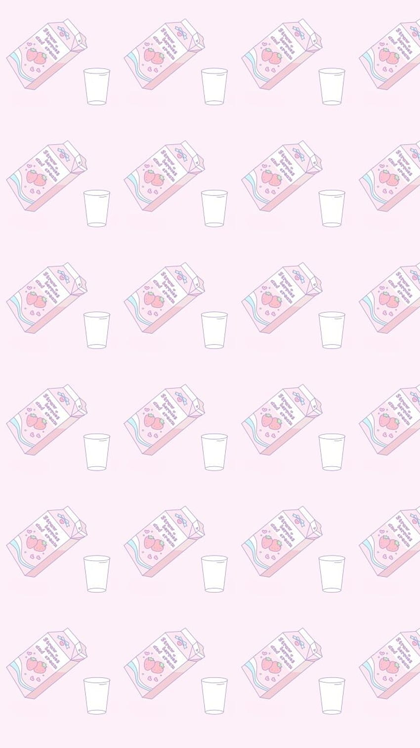 A pattern of pink and white cups with hearts - Milk