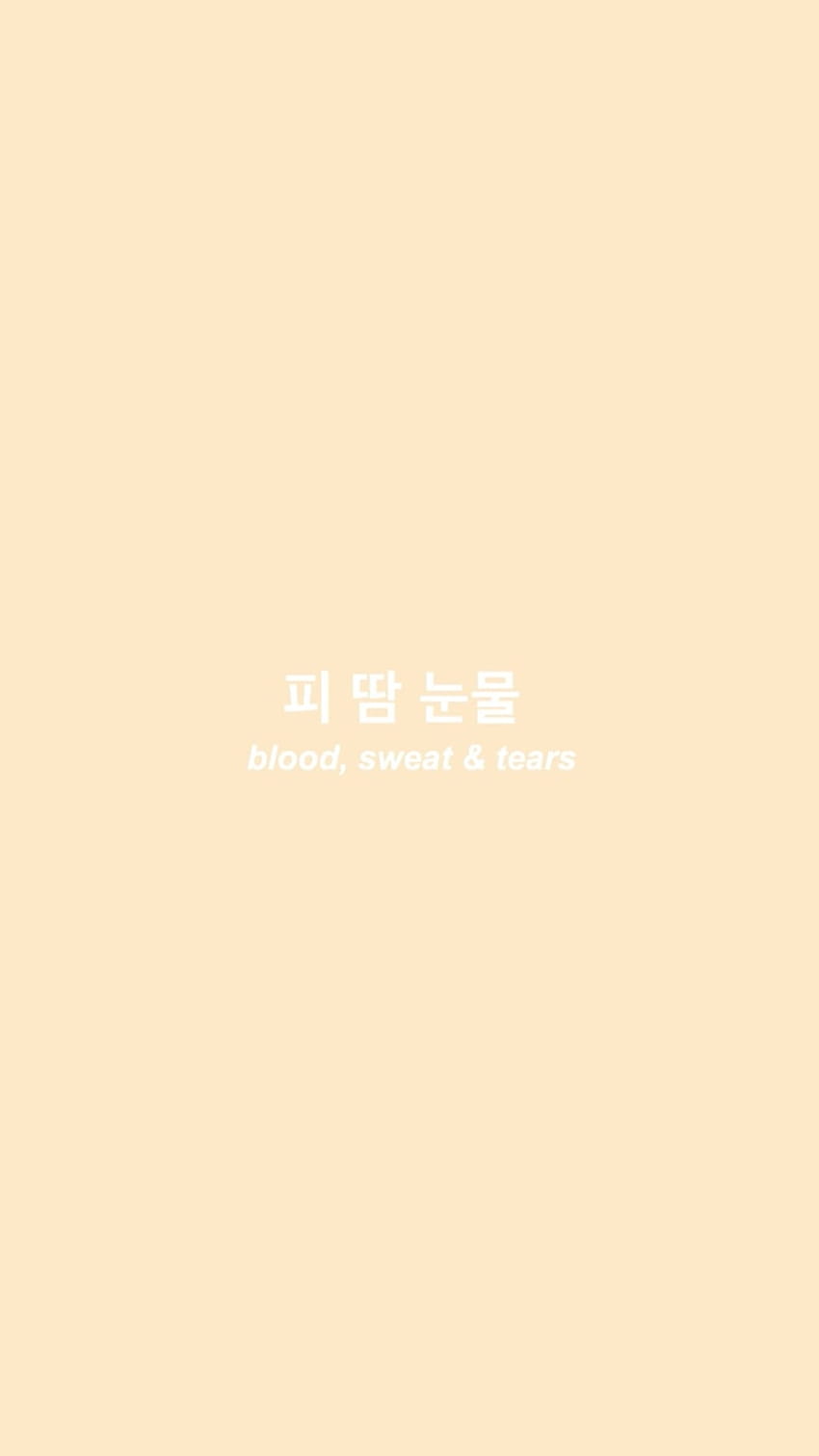 Aesthetic phone background with the words blood, sweat and tears - Minimalist beige