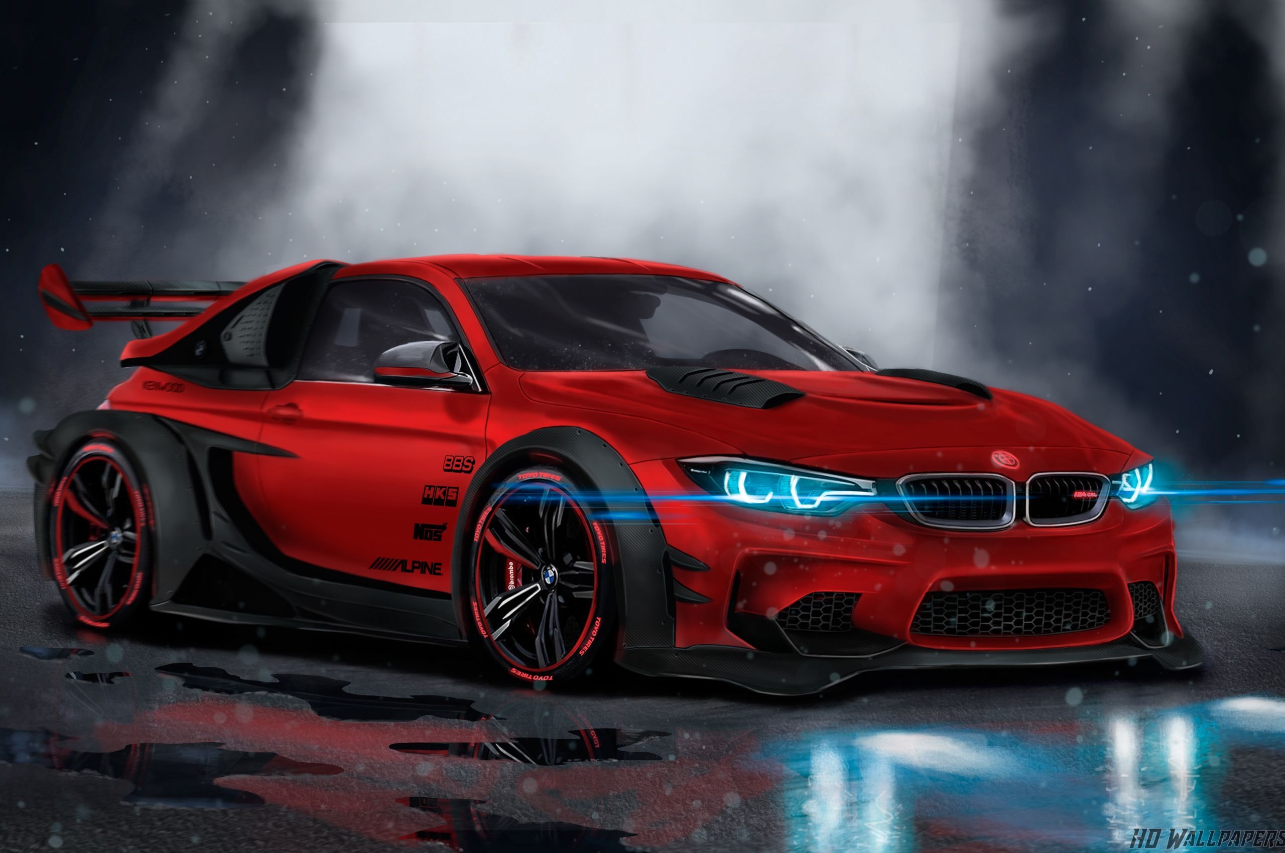 A red BMW sports car with a futuristic look - BMW