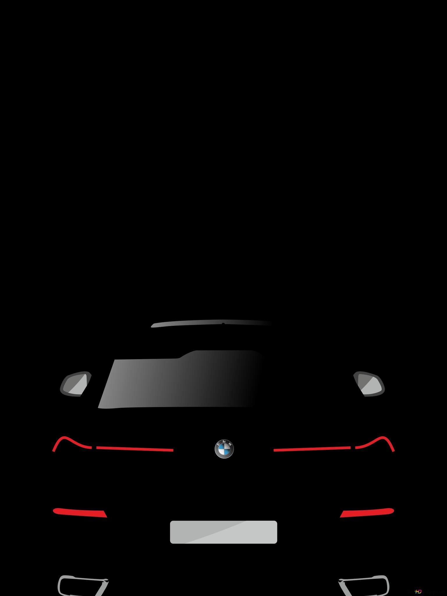 A black car with red lights on it - BMW