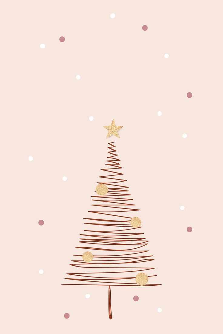 A hand drawn Christmas tree on a pink background - Cute Christmas