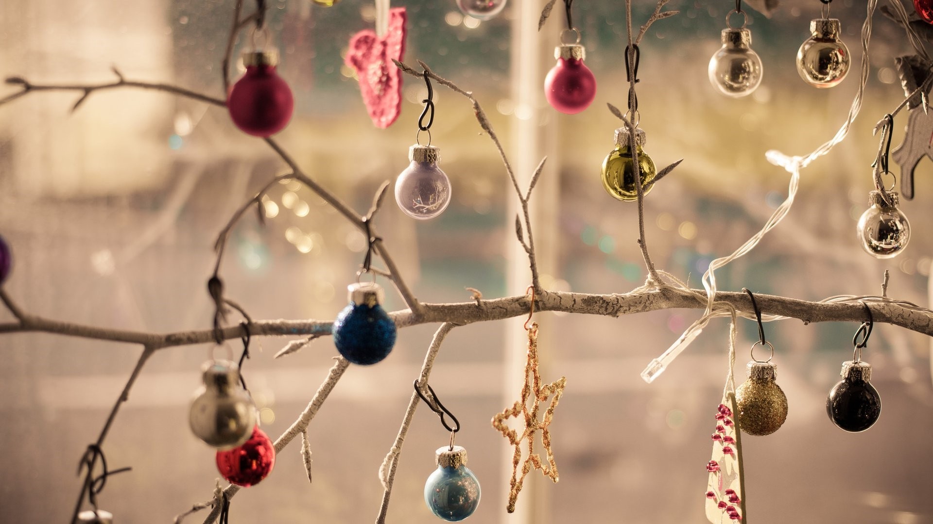 Christmas decorations hanging from a tree branch - Cute Christmas