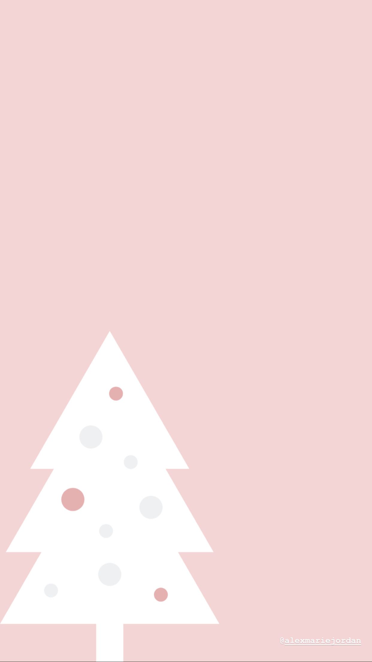 Christmas tree wallpaper for your phone! Pink and white. - Cute Christmas