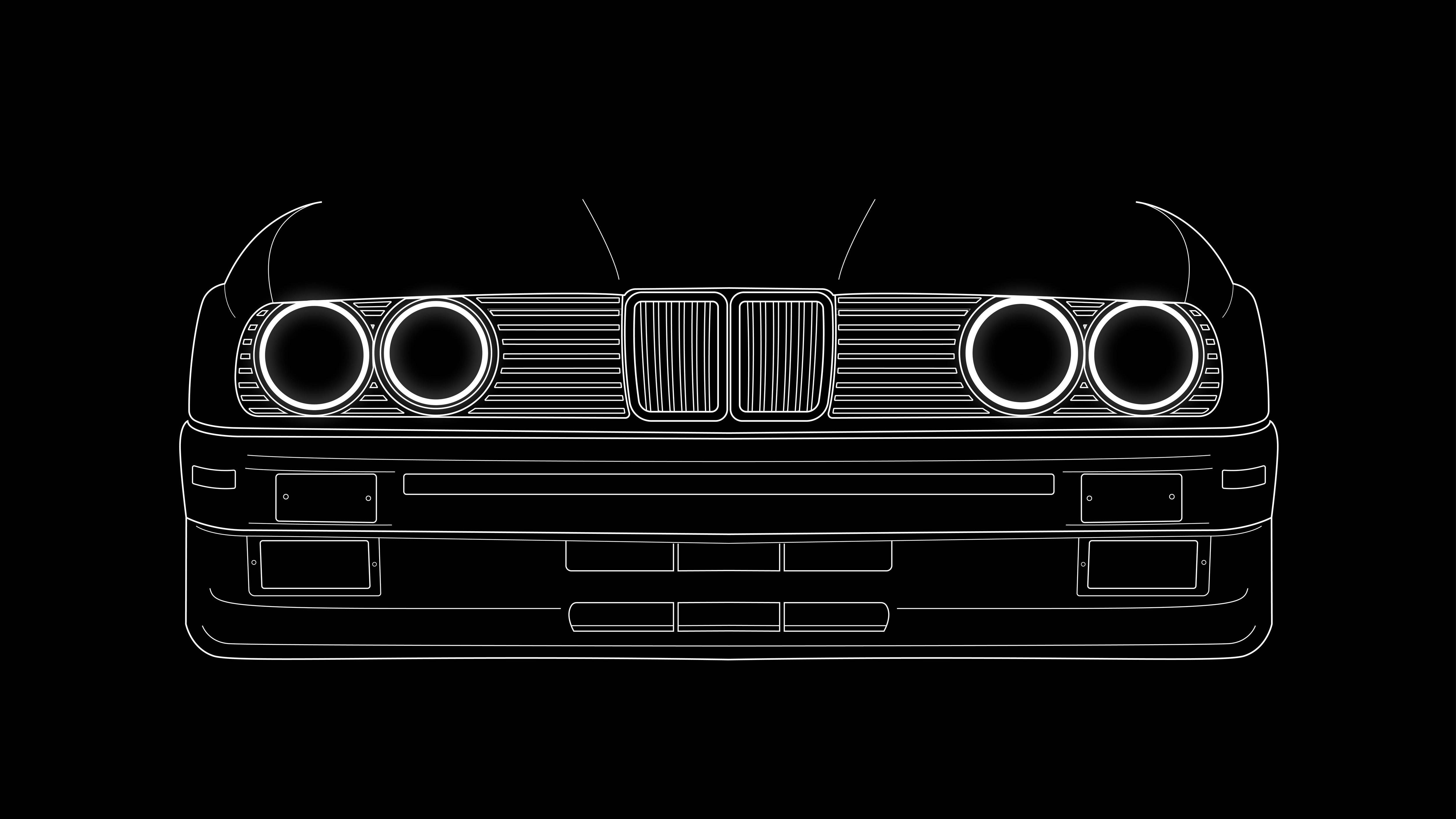 A black and white drawing of an old car - BMW