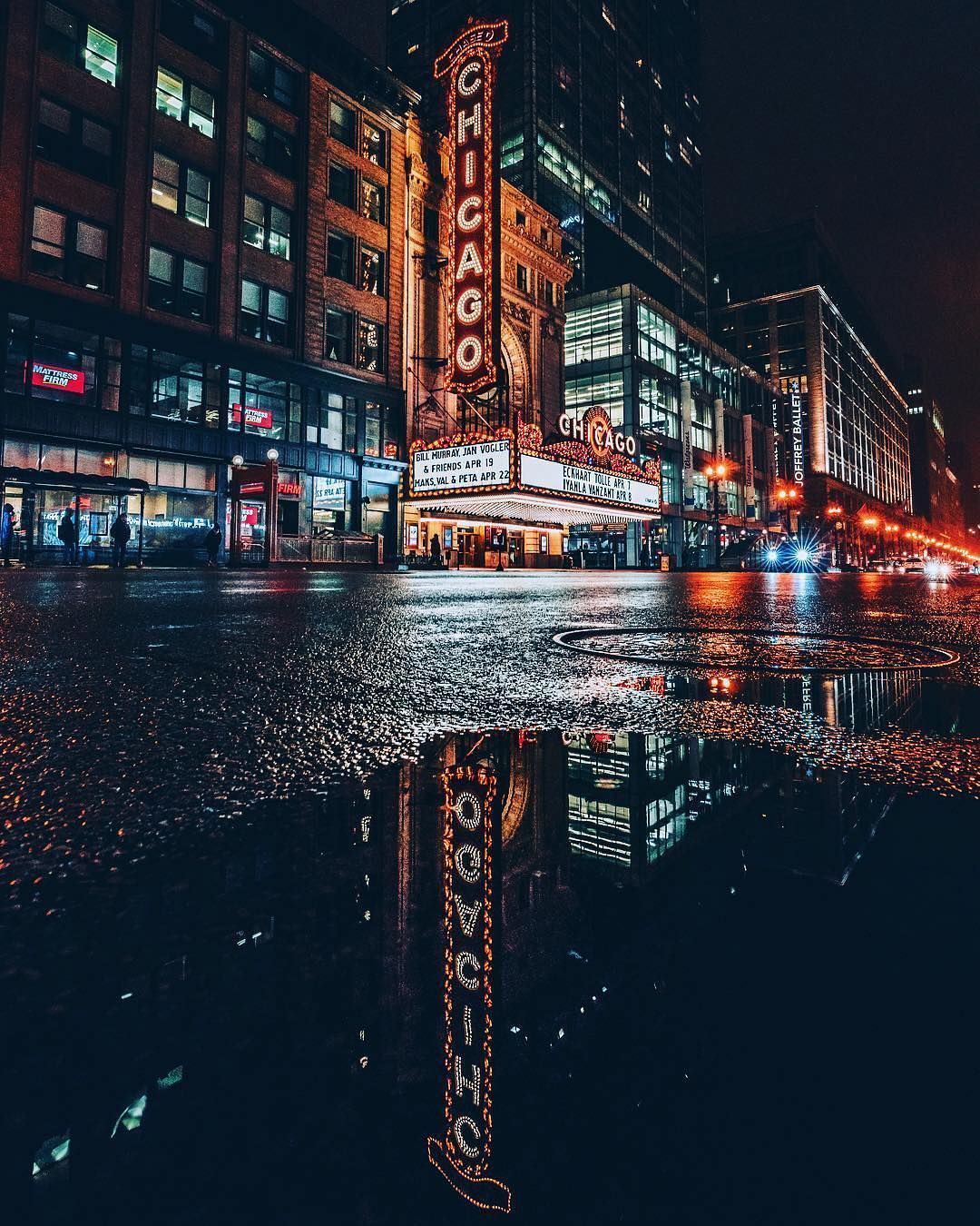 A reflection of the city at night - Chicago