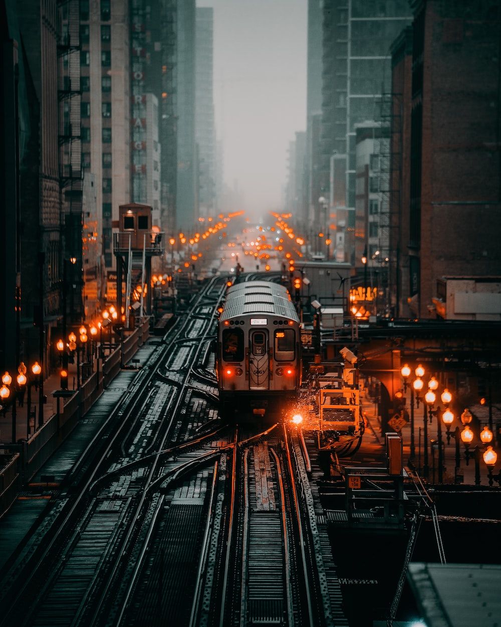 A train on the tracks in a city - Chicago