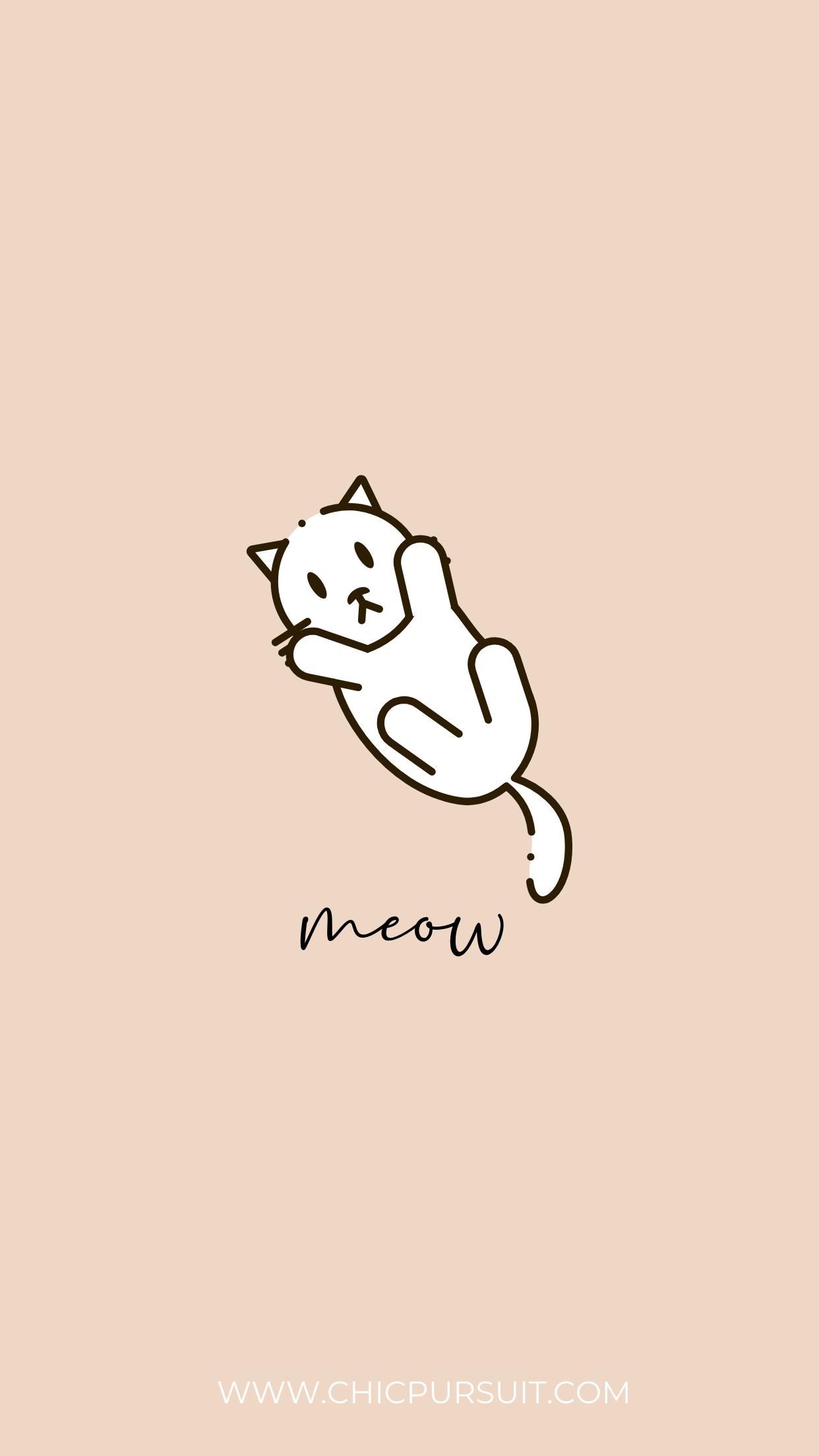 Cute cat illustration wallpaper for phone with the word 