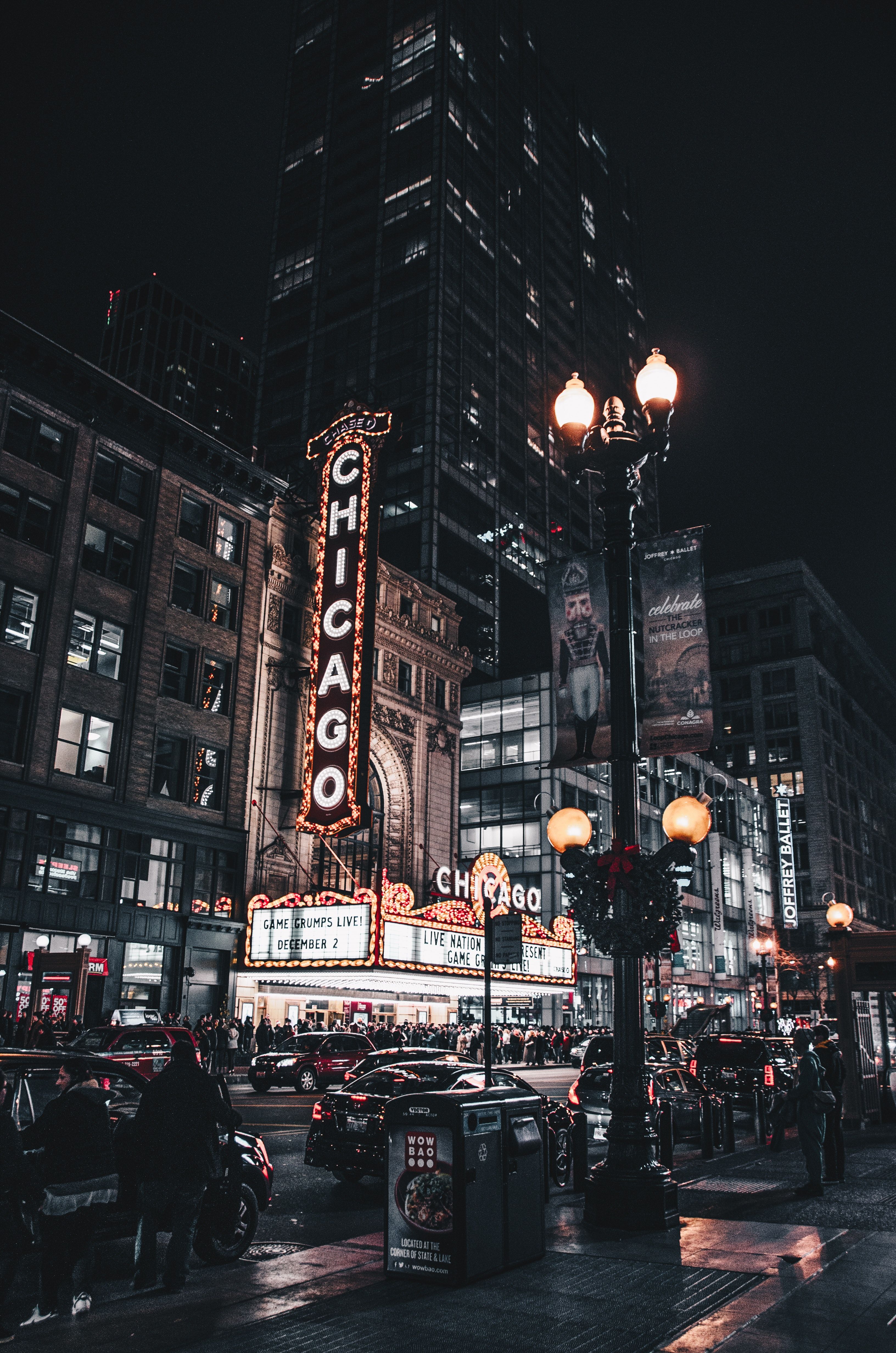 A city street with many cars and buildings - Chicago