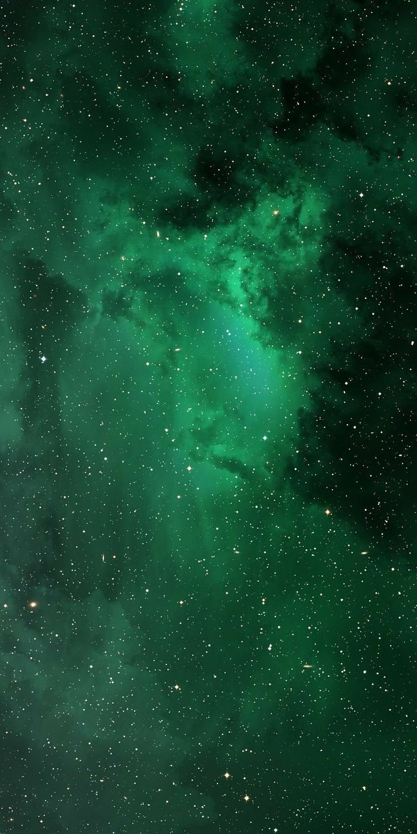 A green nebula with stars and clouds - Dark green