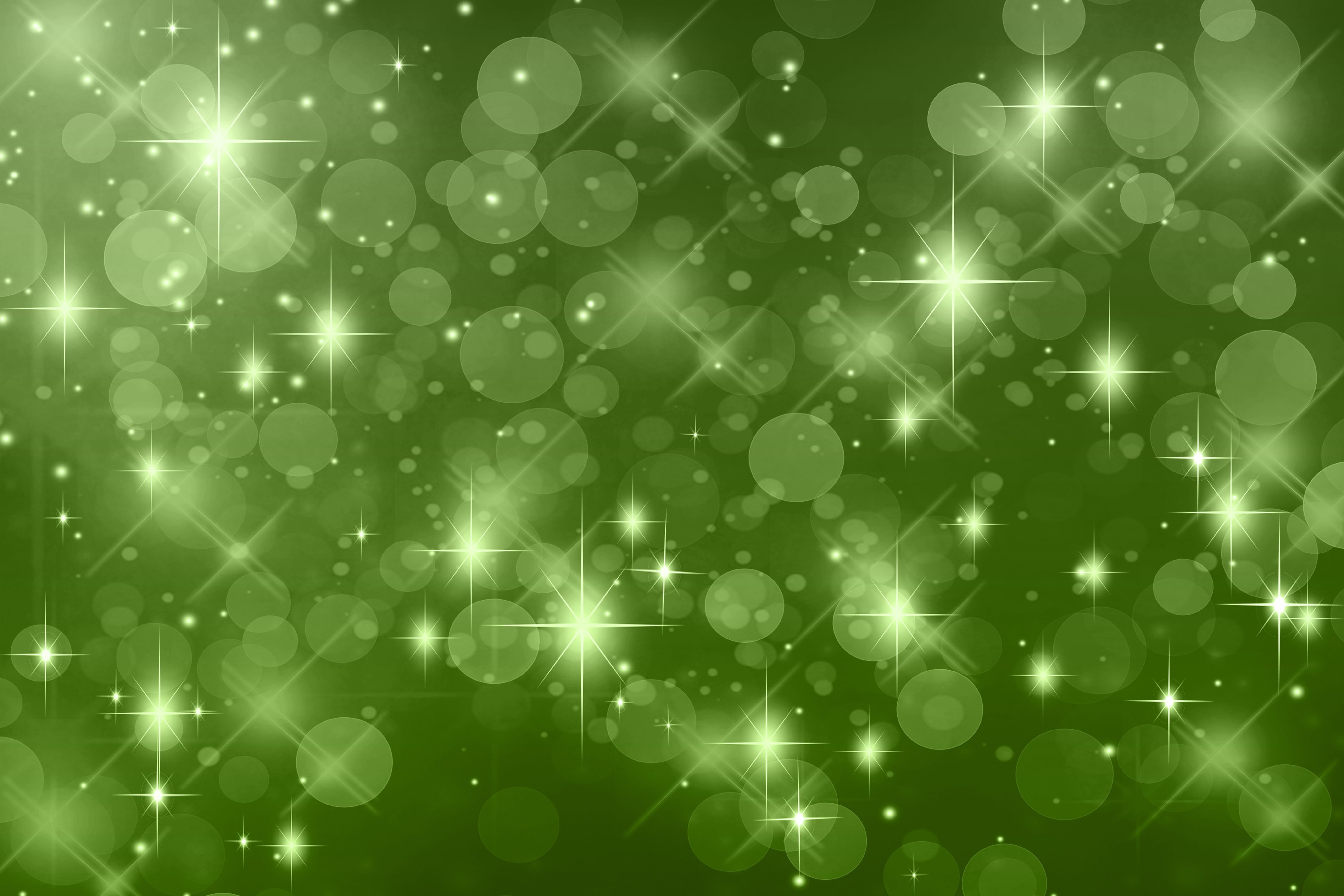 A green background with stars and sparkles - Dark green