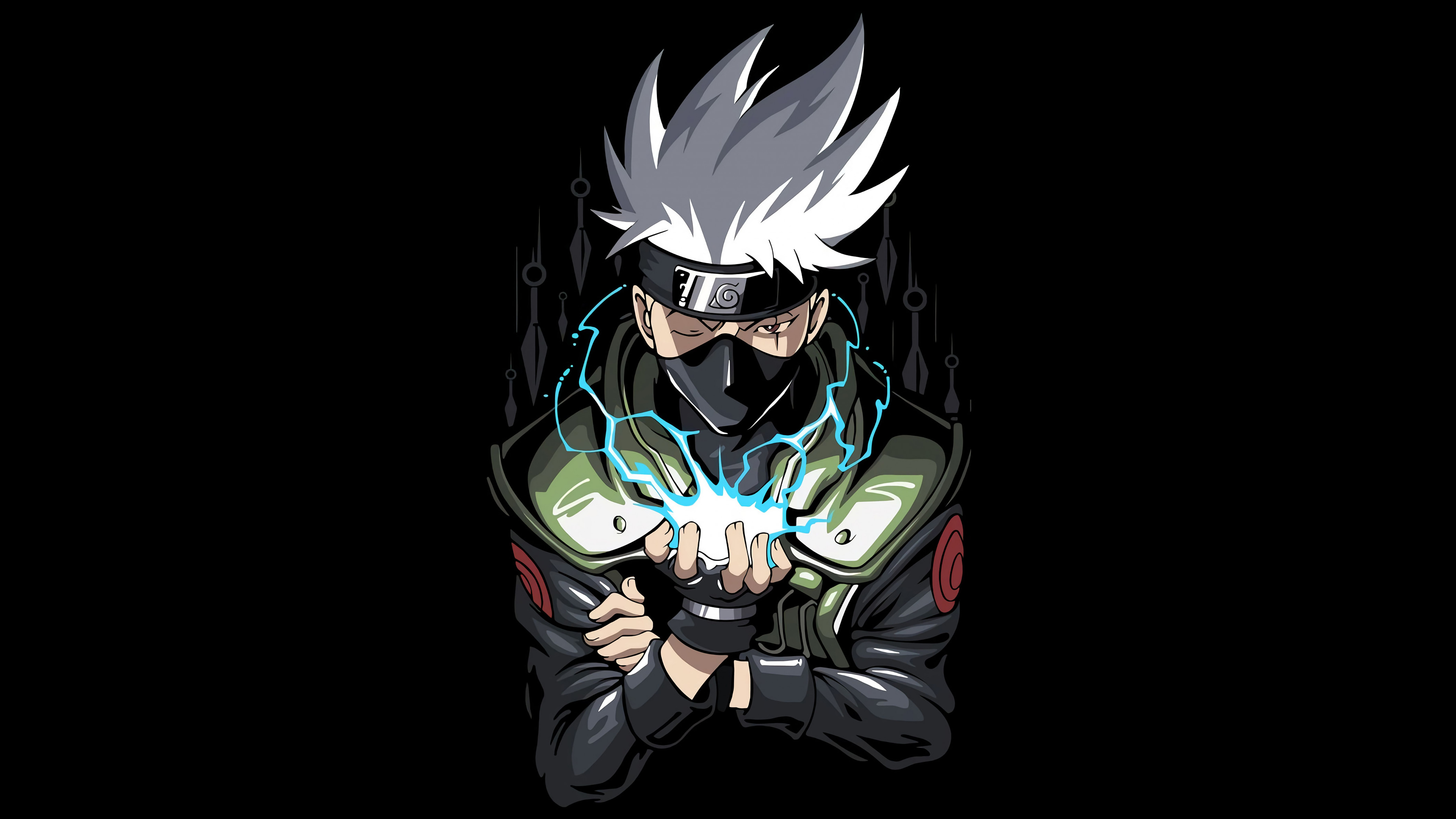 Kakashi Hatake Wallpaper 4K, Naruto, AMOLED, Black Dark