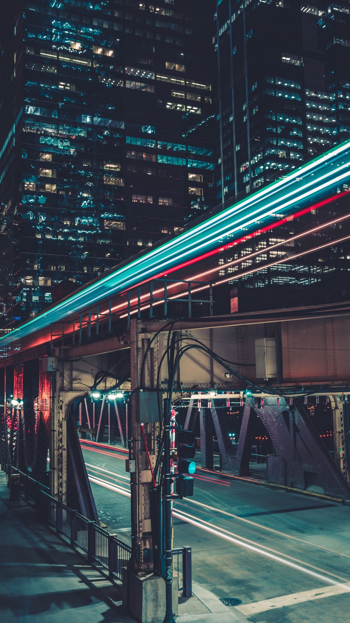 A train is going underneath the bridge - Chicago