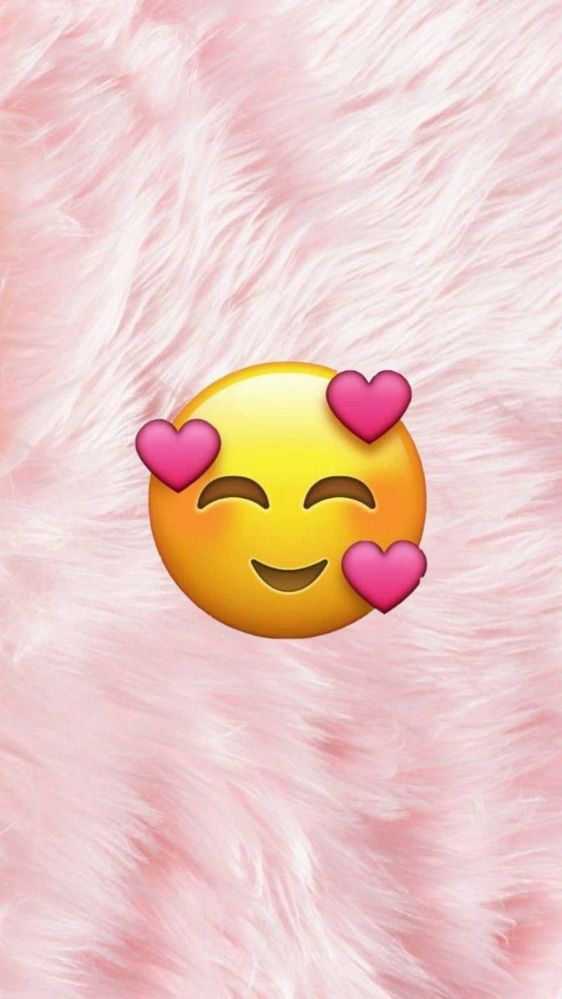 Emoji, aesthetic, blushing, cute, corazones, mood, pink, HD phone wallpaper