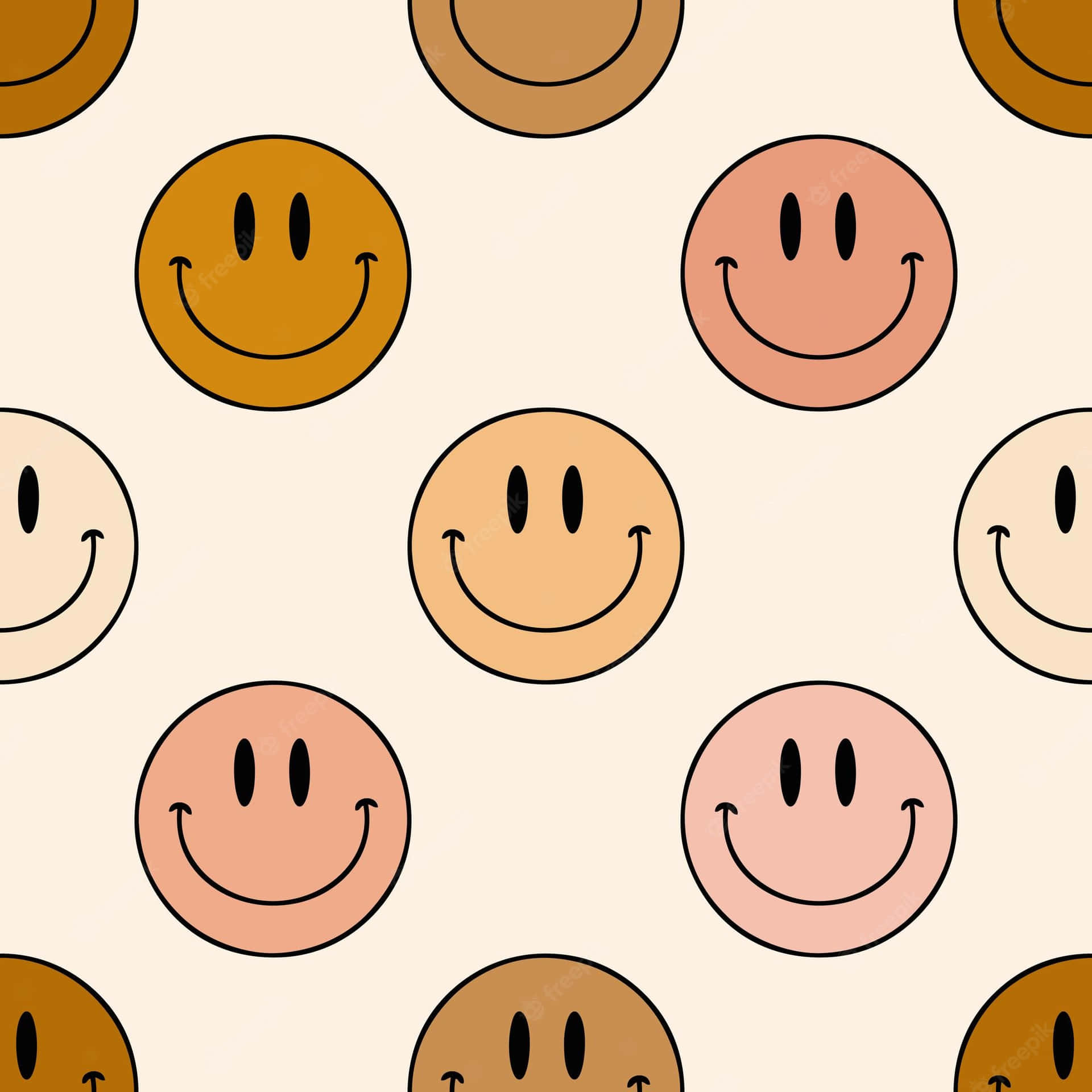 A pattern of different colored smiley faces on a white background - Emoji, smile, Smiley