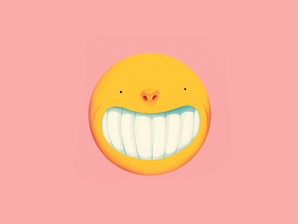 A smiling emoji with a pink background - Emoji