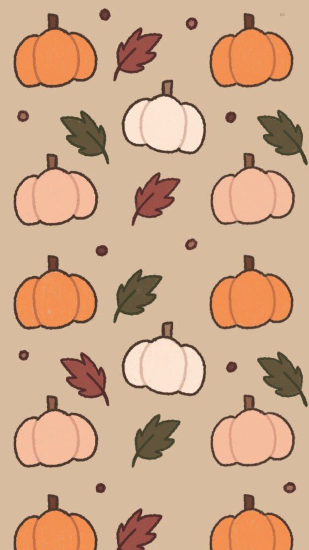 A pattern of pumpkins and leaves - Cute Halloween, spooky