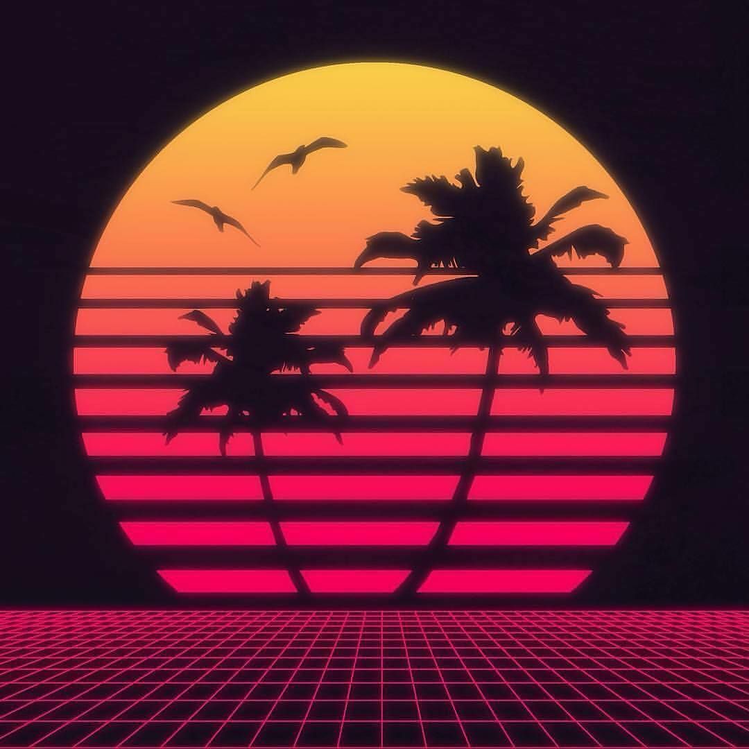 The sunset in retro style - Miami