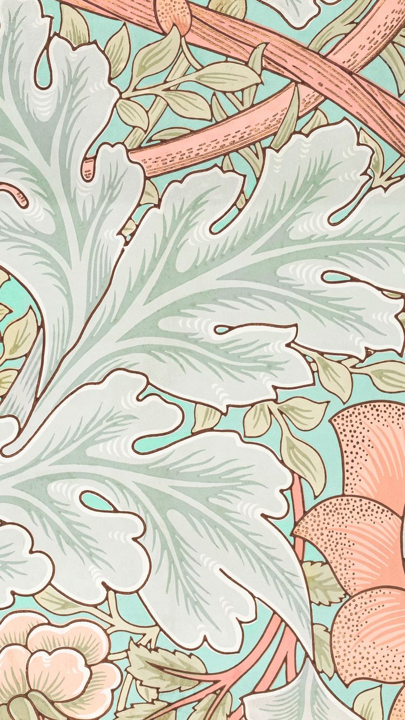 A detail of a pattern by William Morris - Pastel green