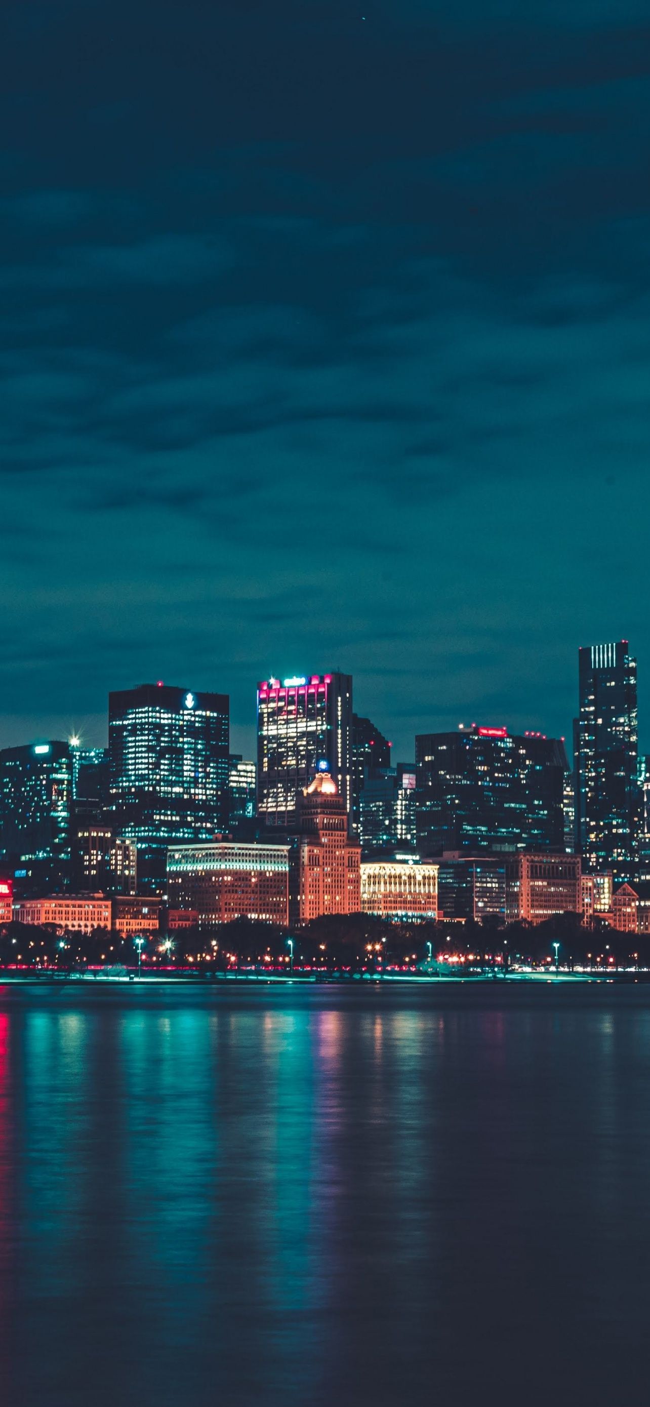 Chicago Wallpaper 4K, Night, City lights, World