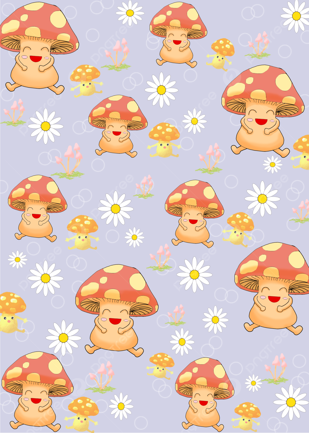 Cute Mushroom Background, Background, Small White Chrysanthemum, Plastic Mushroom Background Image for Free Download