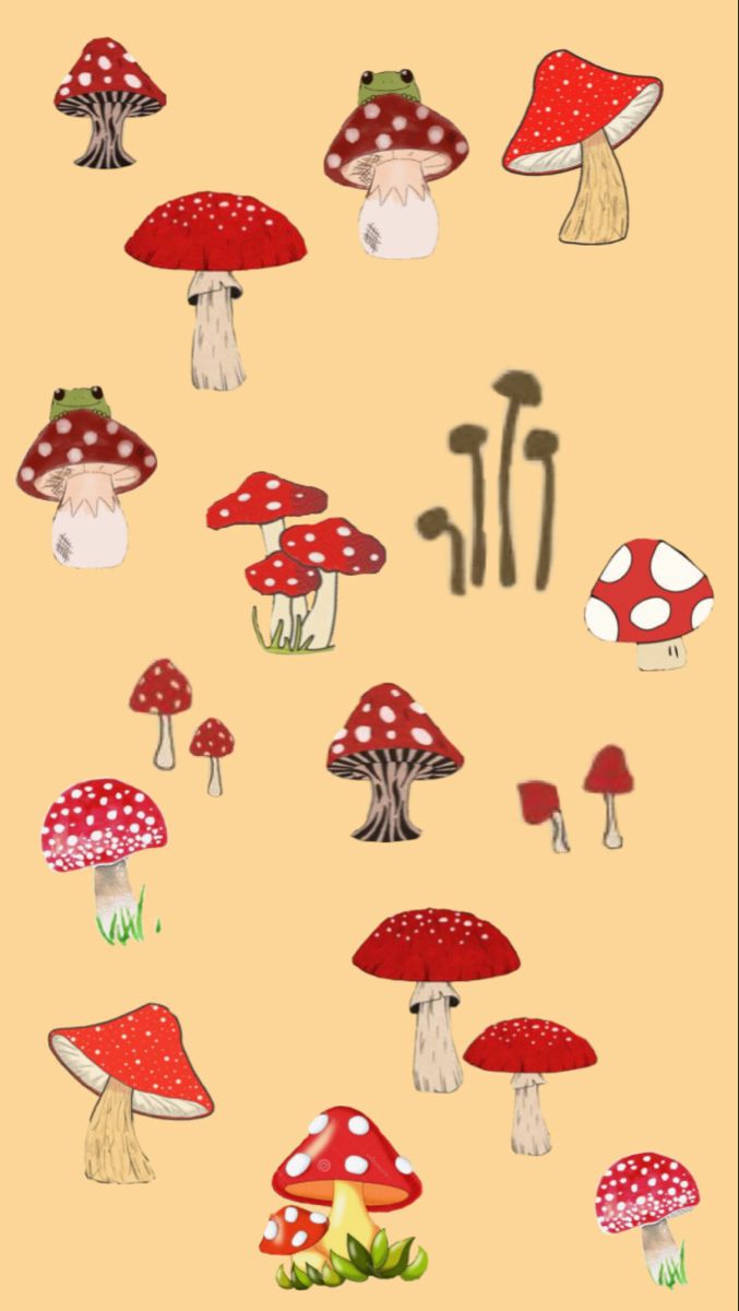 mushrooms cute wallpaper. Mushroom wallpaper, Homescreen wallpaper, Hippie art