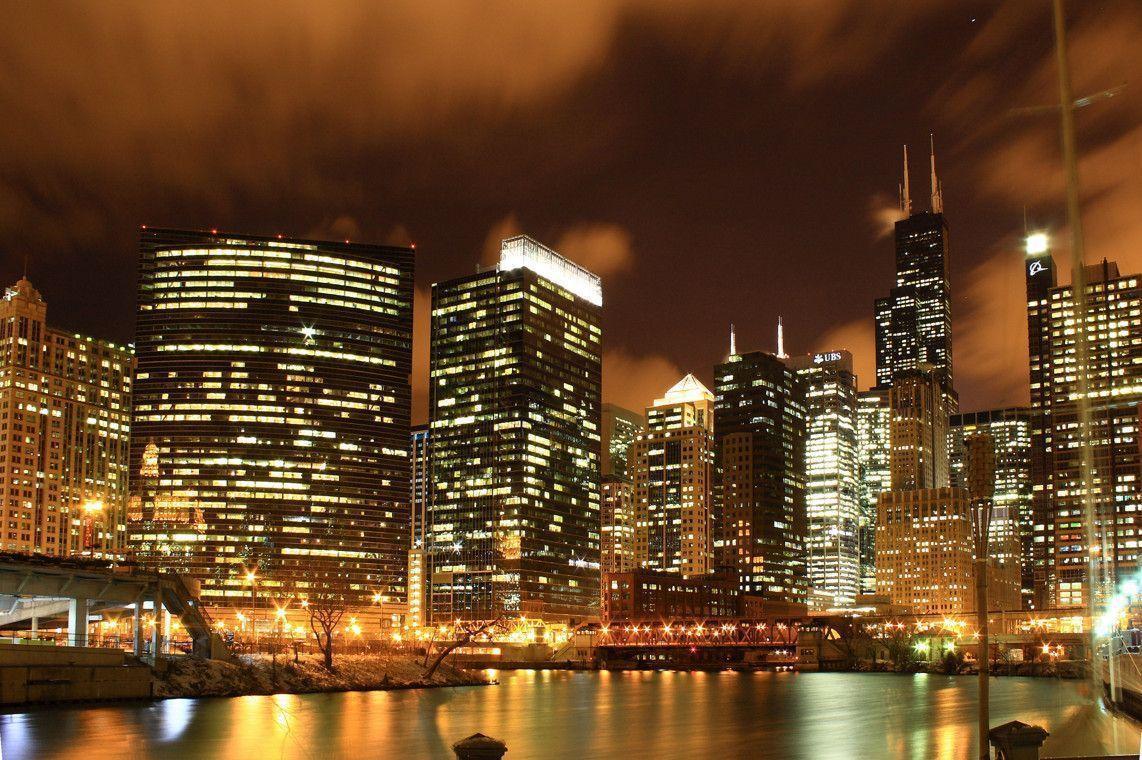 The Chicago skyline at night. - Chicago