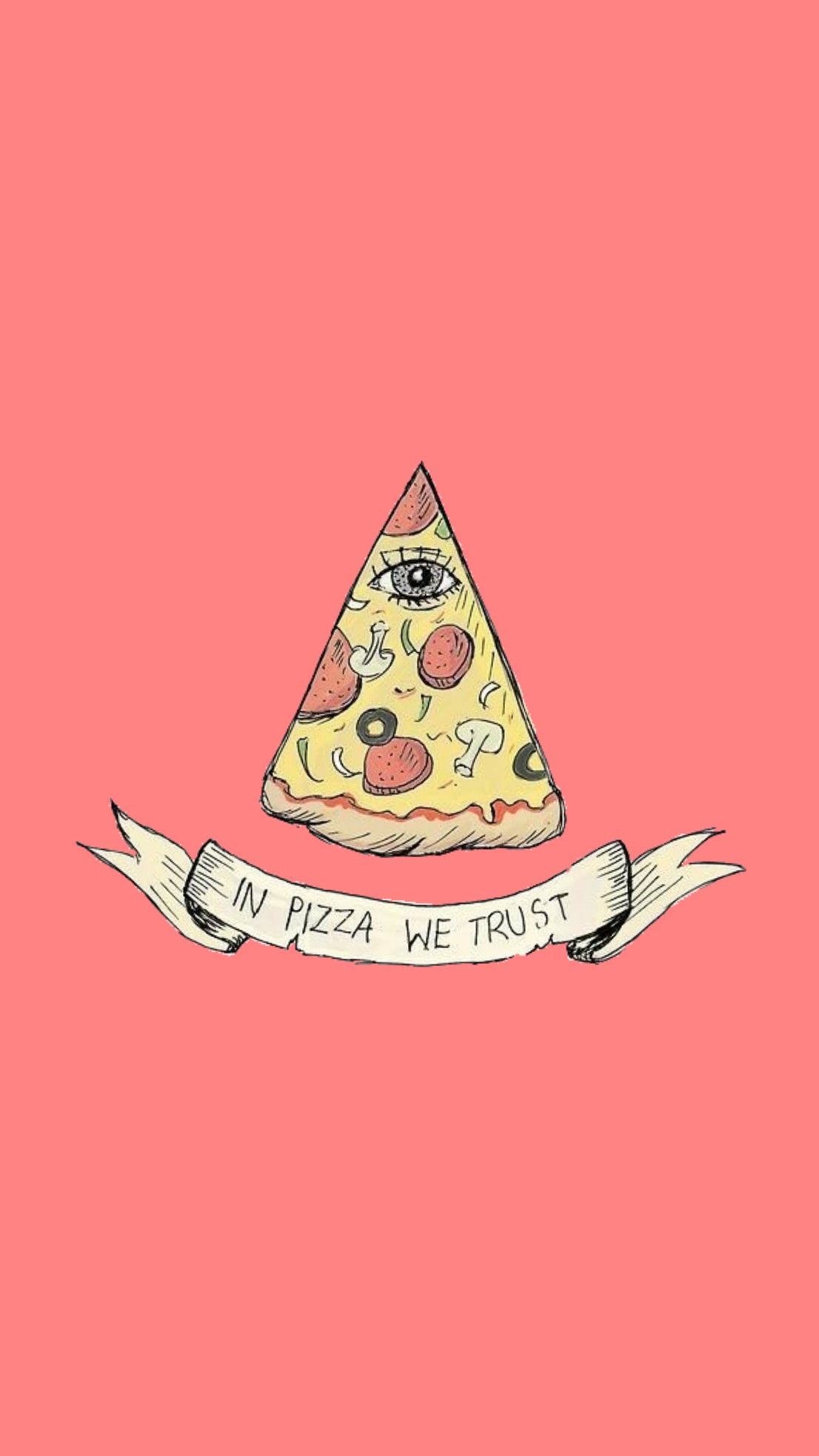A pizza with the words all meat is true - Pizza