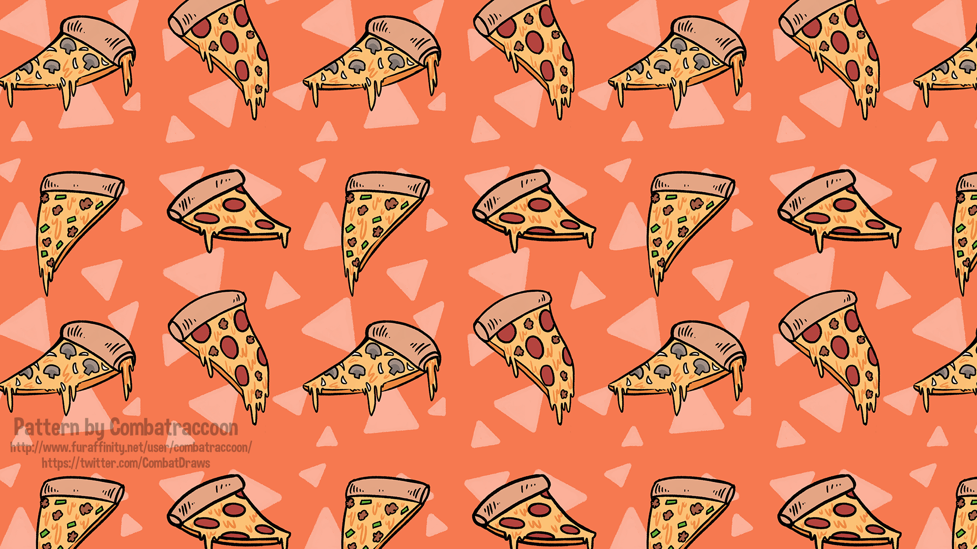 A pattern of pizza slices on a pink background - Pizza