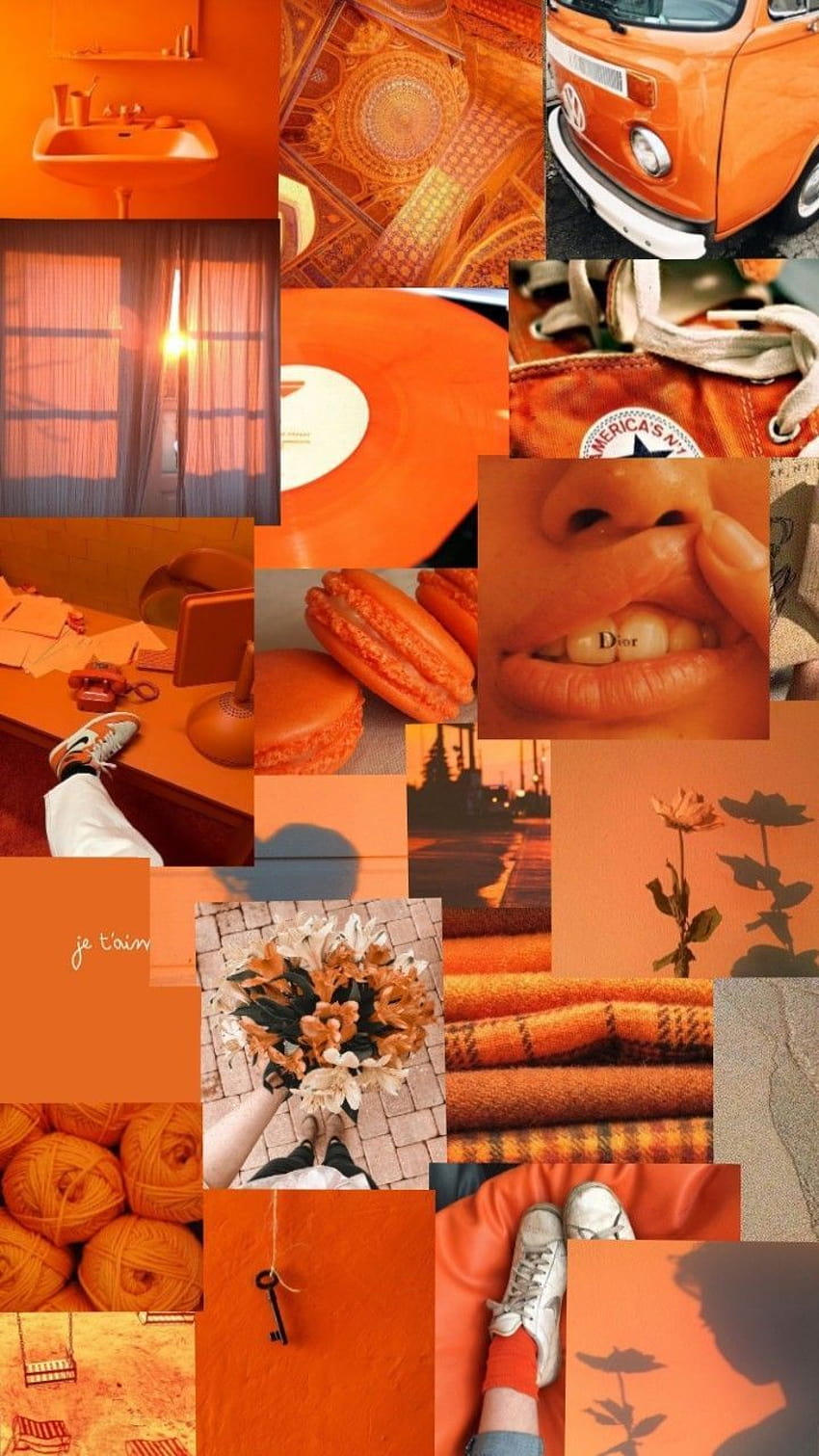 A collage of orange pictures with different images - Pastel orange