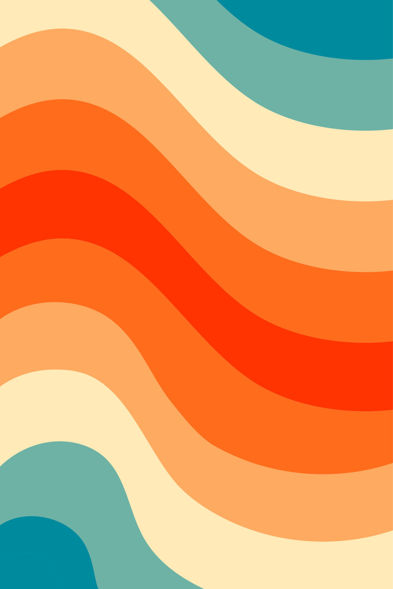 Groovy Retro Abstract Art, 70s 80s Aesthetic, Background For Social Media, Stories, Wallpaper. Pastel Summer, Sunset Waves, Line. Vector Simple Illustration