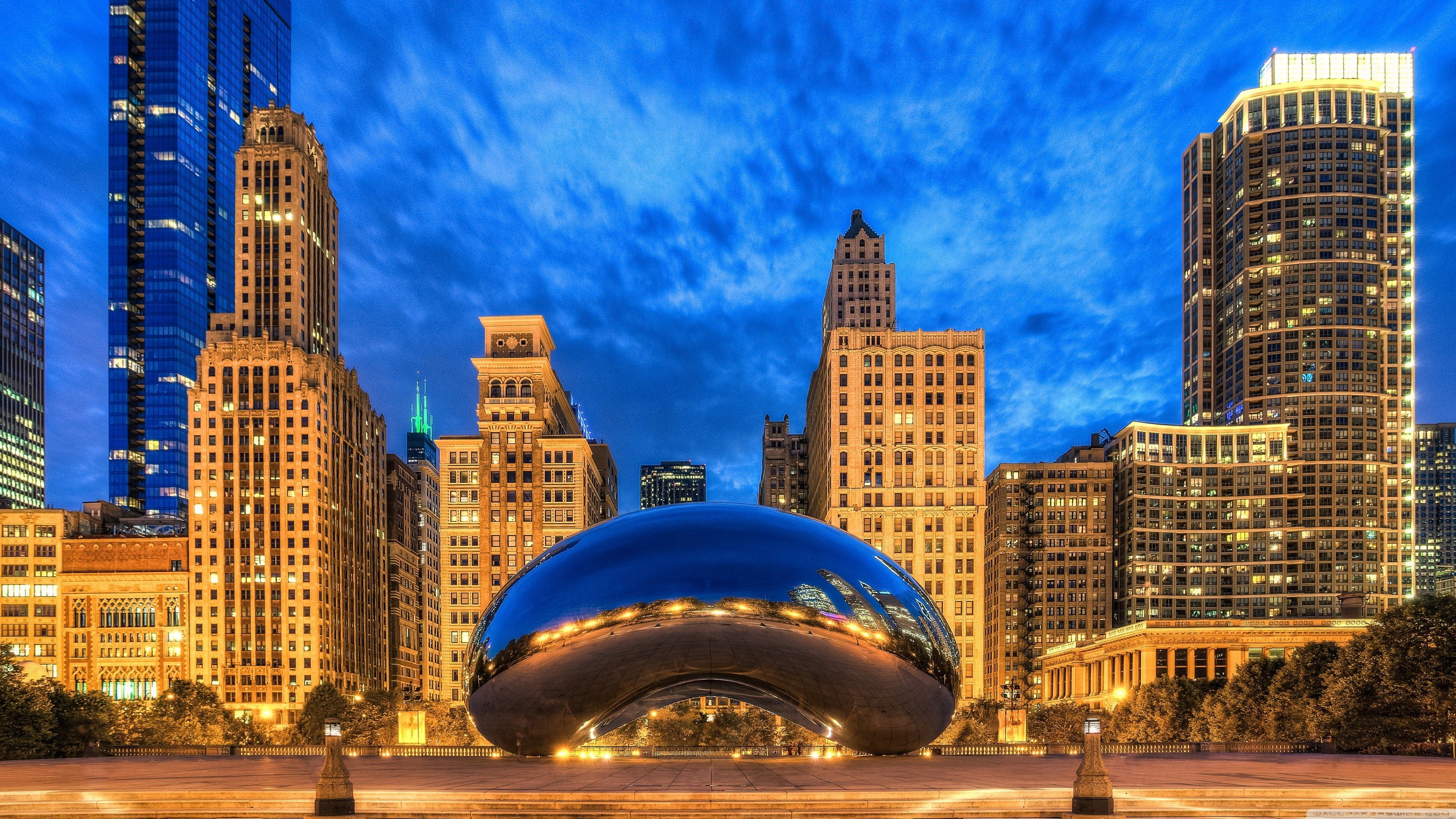 A large ball in the middle of city - Chicago