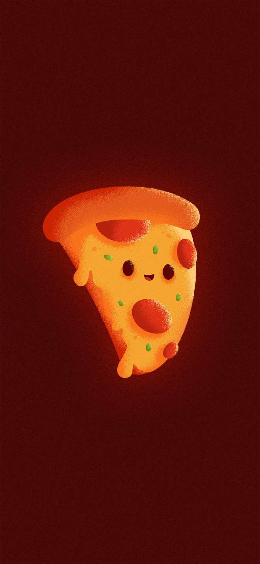 A cute illustration of a slice of pizza on a red background - Pizza