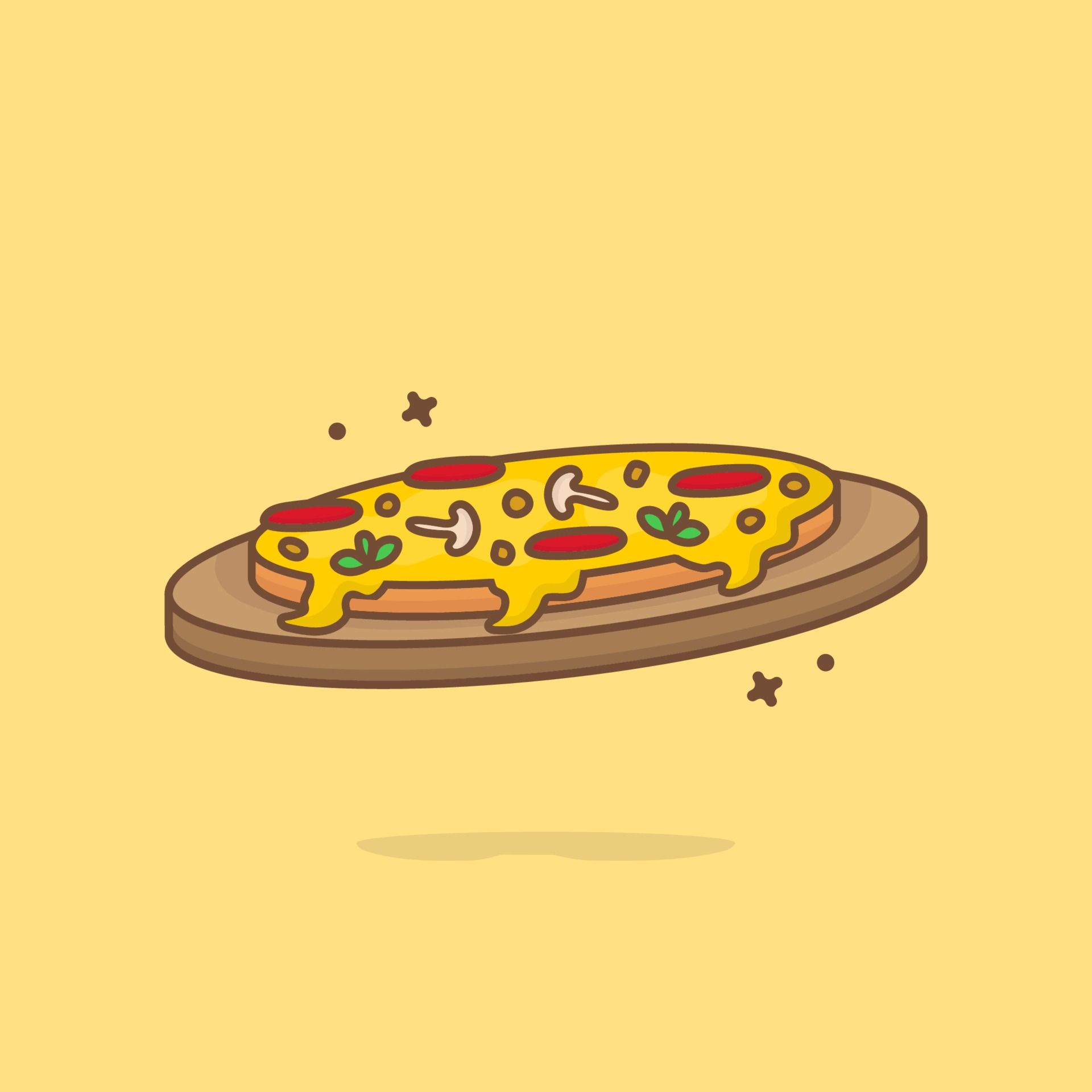 Slice Of Pizza Melted Cartoon Vector Icon Illustration