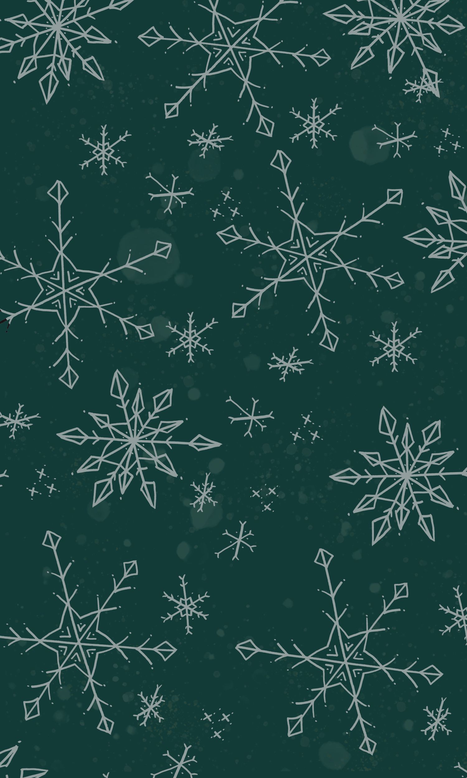 A dark green wallpaper with white snowflakes on it - Snowflake