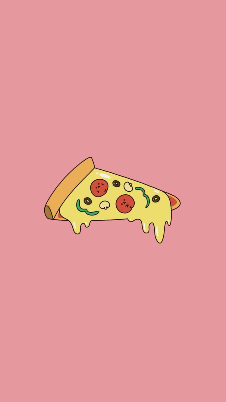 IPhone wallpaper of a slice of pizza on a pink background - Pizza