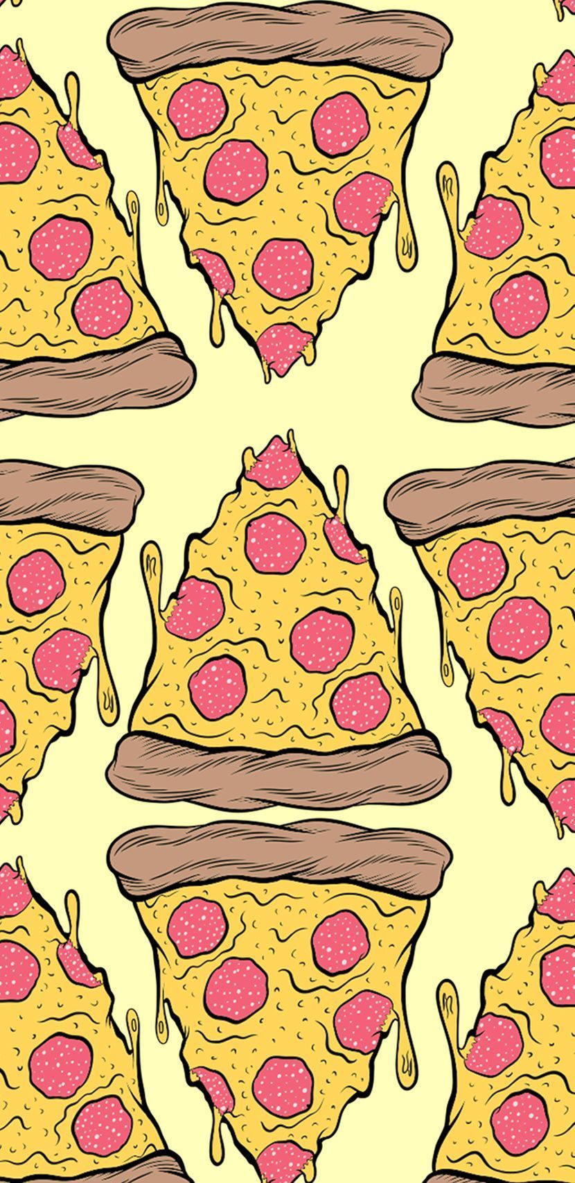 A pattern of pizza slices on a yellow background - Pizza
