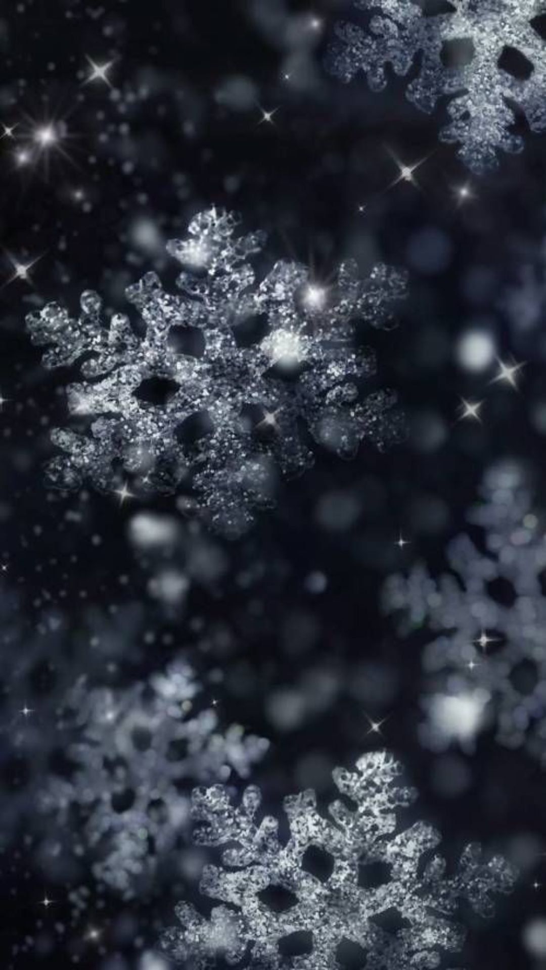 IPhone wallpaper with a dark background and white snowflakes - Snowflake