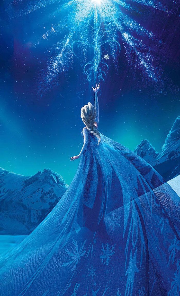 Frozen 2 poster featuring elsa and anna - Blue, snowflake, Elsa, winter