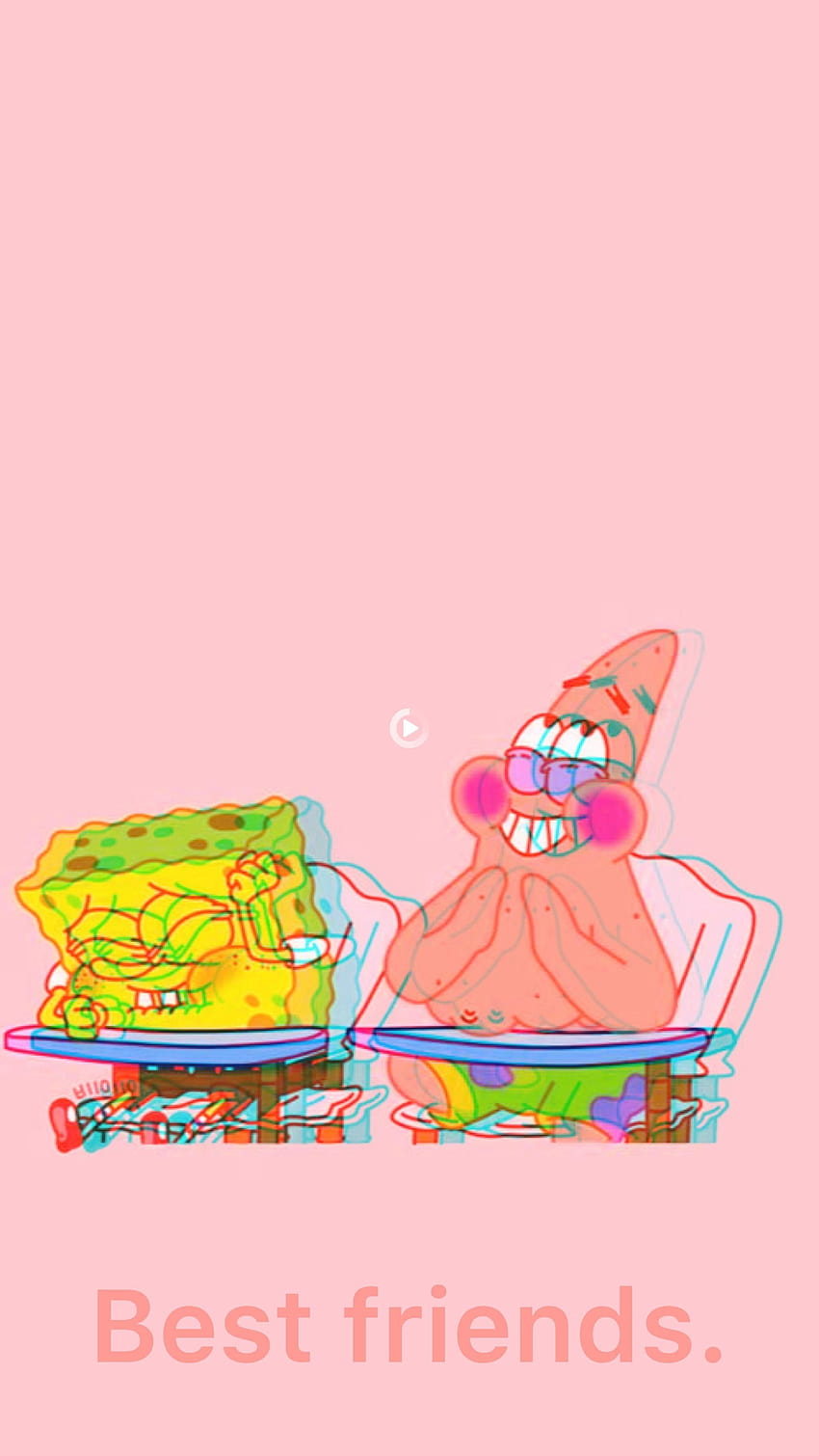 A cartoon sponge bob and patrick are sitting together - Bestie