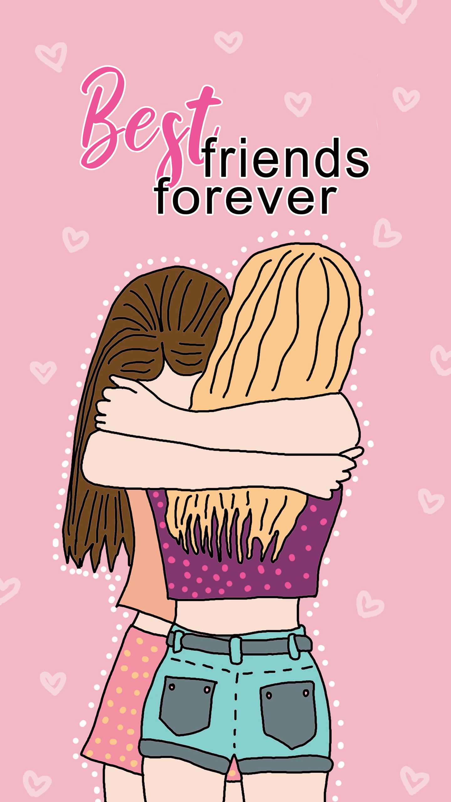 A best friends wallpaper for phone with two girls hugging each other - Bestie
