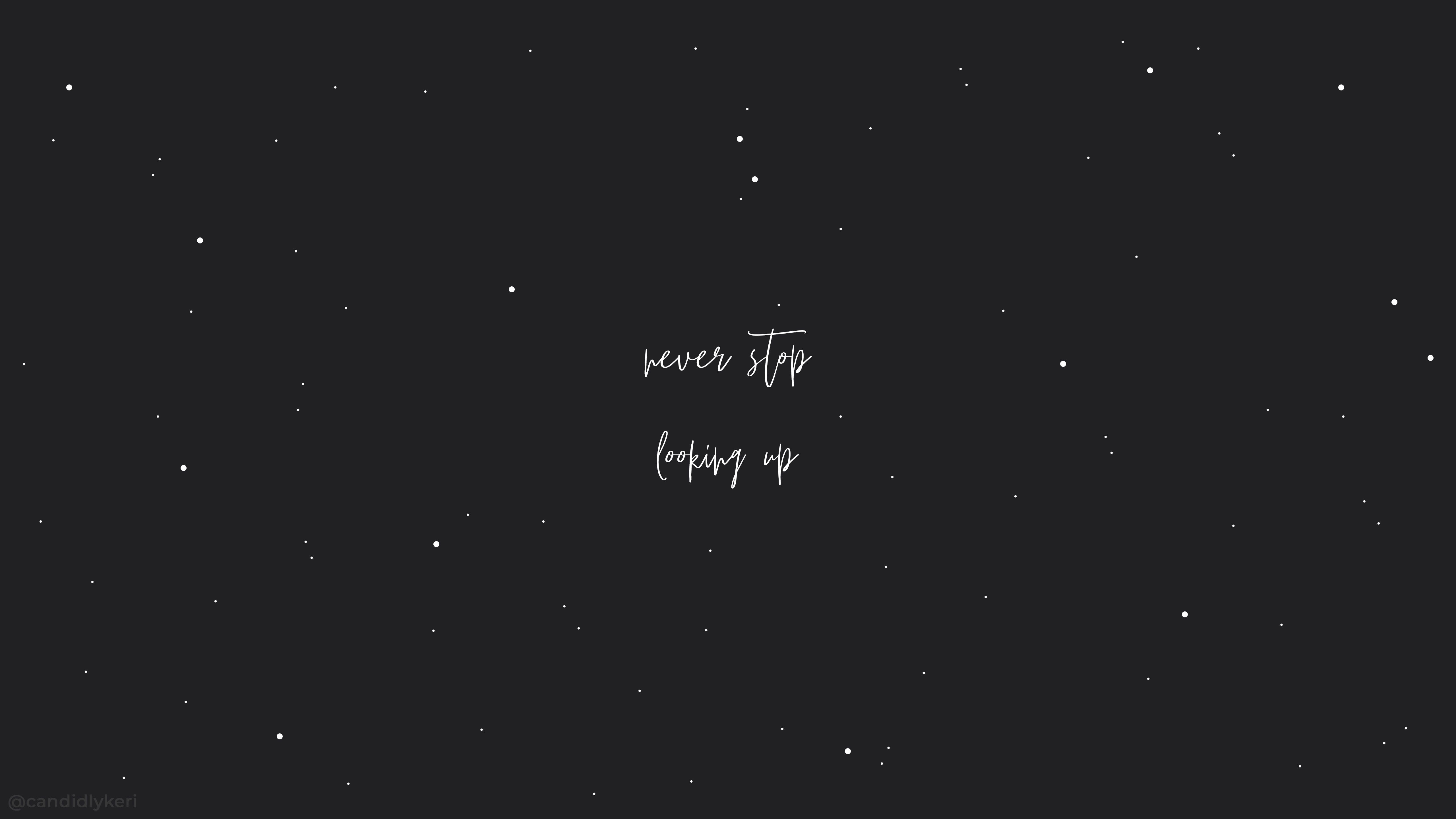 A black background with white stars and the words 