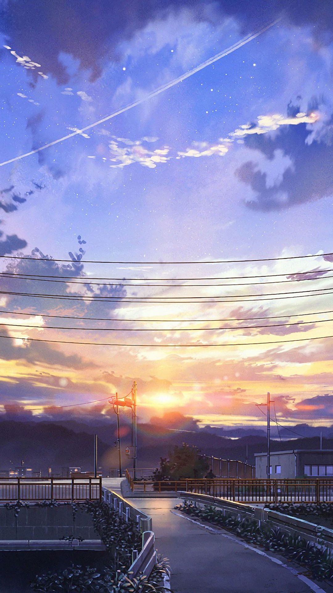 A painting of the sunset over an empty street - Anime landscape