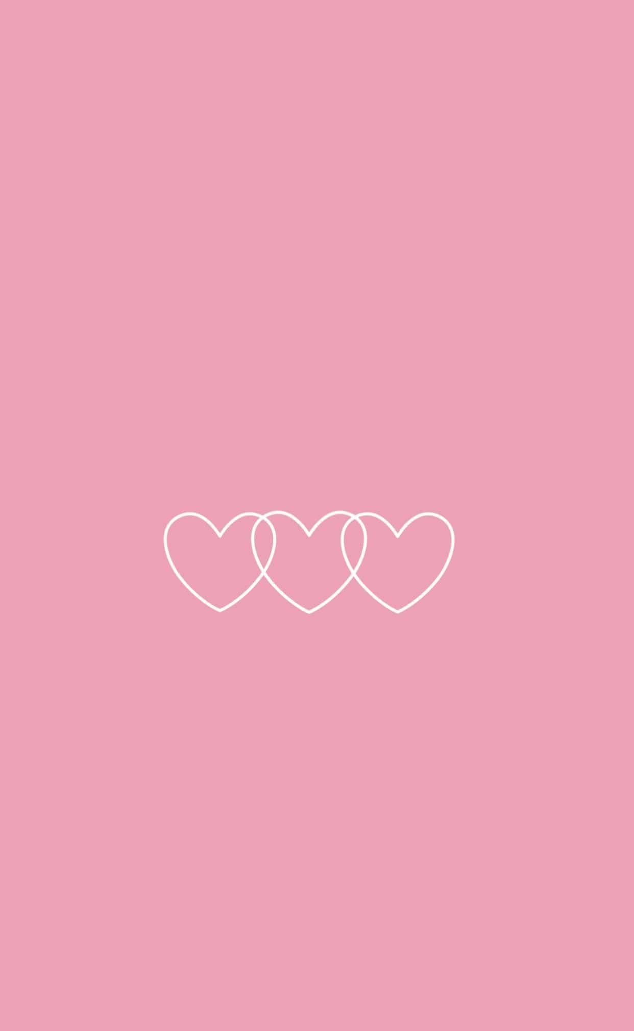 A simple image of three hearts on a pink background - Pink heart